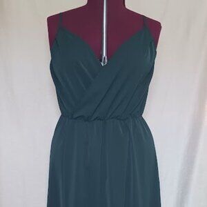 Bloomchic Green Wrap High Low Semi Formal Dress